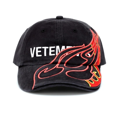 Shop Vetements X Reebok Embroidered Baseball Cap In Black