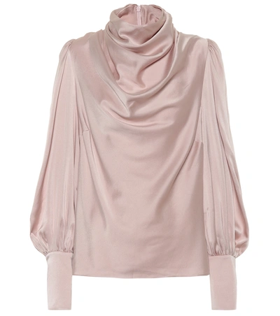 Shop Zimmermann Cowl Stretch Silk Blouse In Pink