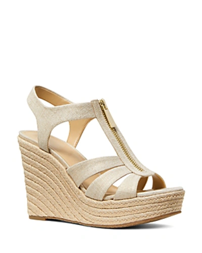 Shop Michael Michael Kors Women's Berkley Espadrille Wedge Sandals In Pale Gold