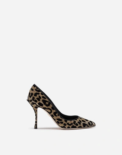 Shop Dolce & Gabbana Pumps In Color-changing Leopard Fabric In Gold