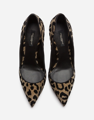 Shop Dolce & Gabbana Pumps In Color-changing Leopard Fabric In Gold