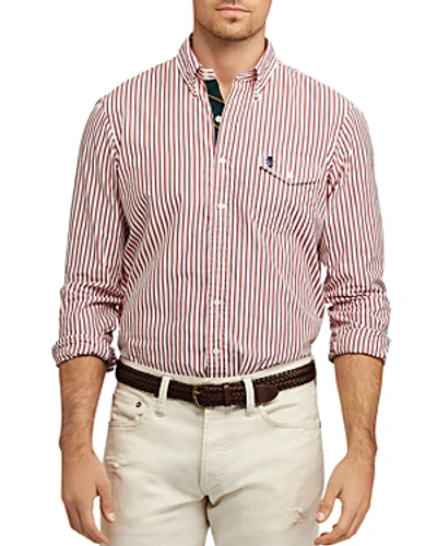 Shop Polo Ralph Lauren Yale Striped Classic Fit Button-down Shirt In Red
