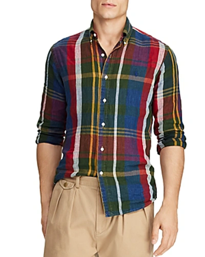 Shop Polo Ralph Lauren Yale Plaid Linen Classic Fit Button-down Shirt In Multi