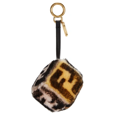 Cube Logo print Shearling Bag Charm