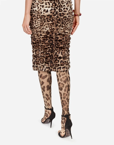 Shop Dolce & Gabbana Printed Silk Dress In Leopard Print