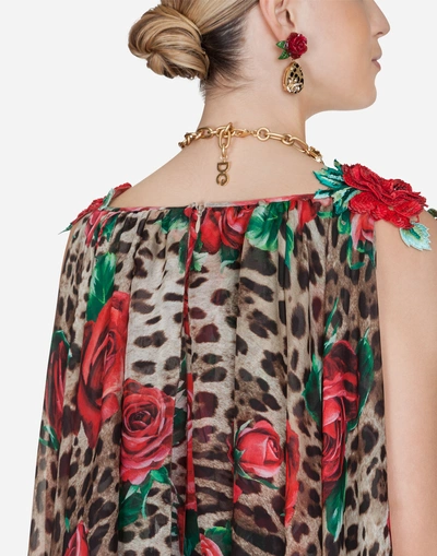 Shop Dolce & Gabbana Silk Chiffon Long Dress In Multi-colored