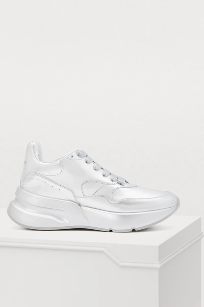 Shop Alexander Mcqueen Oversize Runners In 8100 - Silver/silver