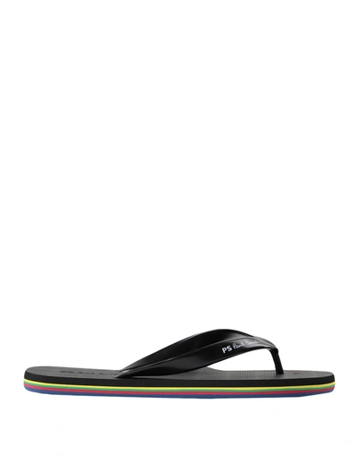 Shop Ps By Paul Smith Ps Paul Smith Man Toe Strap Sandals Black Size S Rubber