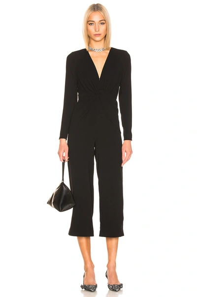 Shop Self-portrait Twist Front Jumpsuit In Black