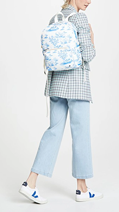 Shop State Feminist Toile Mini Lorimer Backpack In Blue Fem Farm