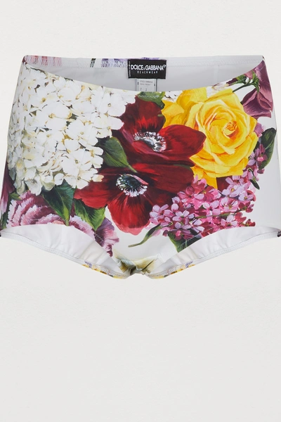 Shop Dolce & Gabbana High-waisted Bikini Bottoms In Whitemulti