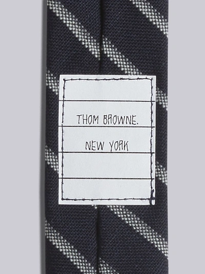 Shop Thom Browne Classic Necktie In Shadow Repp Stripe 2ply Mohair In Blue