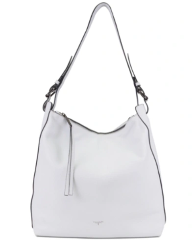 Shop T Tahari Kerry Leather Bucket Bag In Pearl/silver
