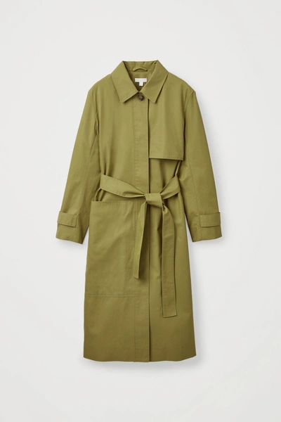 Shop Cos Cotton-twill Trench Coat In Yellow
