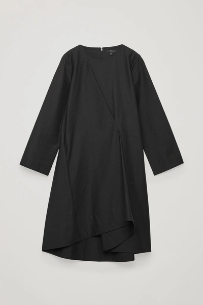 Shop Cos Asymmetric-pleat Dress In Black