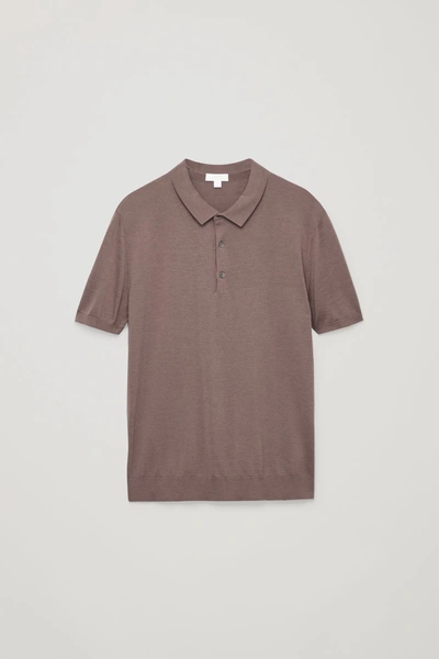 Shop Cos Silk-cotton Polo Shirt In Purple
