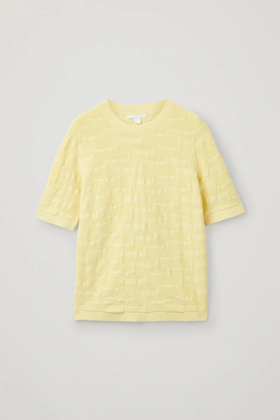 Shop Cos Irregular-stitch Knit Top In Yellow