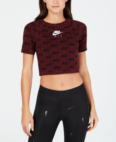 Shop Nike Air Logo-print Cropped T-shirt In Night Maroon