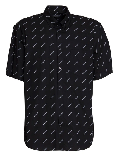 Shop Balenciaga Classic Cut Shirt In Black In Nero/bianco