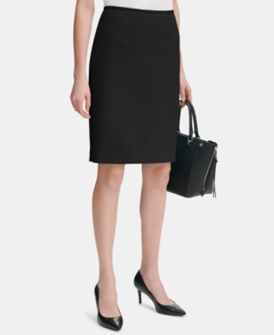 Shop Calvin Klein Petite Crepe Pencil Skirt In Black