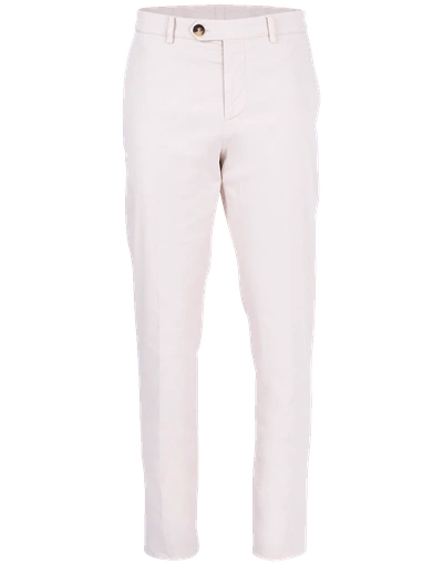 Shop Brunello Cucinelli Off White Flat Front Basic Fit Trouser In Off-wht