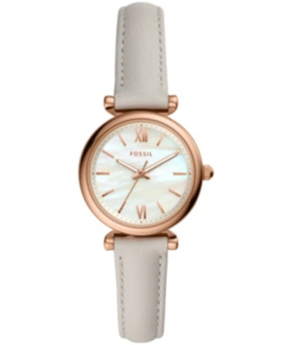 Shop Fossil Women's Mini Carlie Rose Tone Off White Leather Strap