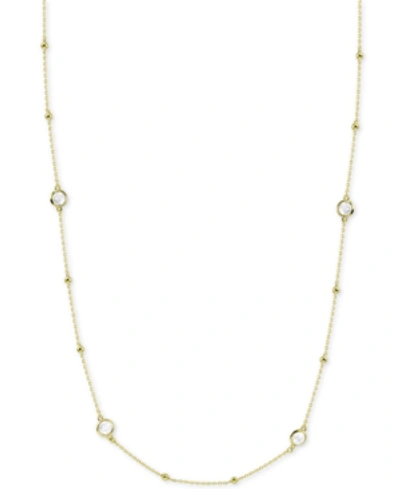 Shop Argento Vivo Crystal Bezel & Bead 36" Chain Necklace In Gold-plated Sterling Silver