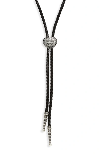 Shop Saint Laurent Coeur Bolo Necklace In Nero