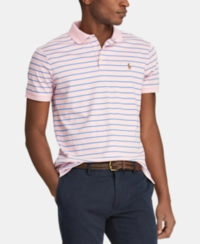 Shop Polo Ralph Lauren Men's Classic-fit Striped Soft-touch Polo In Carmel Pink Multi