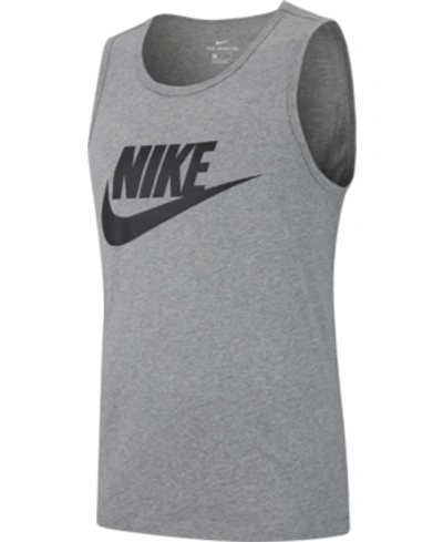 Shop Nike Men's Sportswear Logo Tank Top In Gry Hthr/blk
