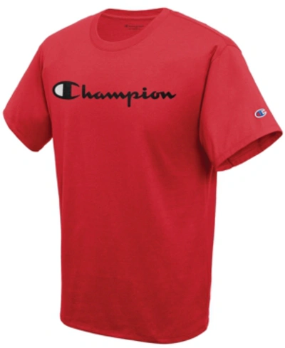 Shop Champion Men's Script Logo T-shirt In Scarlet