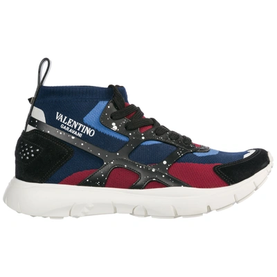 Shop Valentino Men's Shoes High Top Trainers Sneakers In Blue
