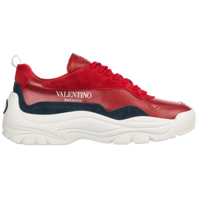 Shop Valentino Men's Shoes Leather Trainers Sneakers In Red