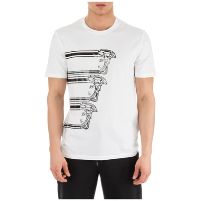 Shop Versace Men's Short Sleeve T-shirt Crew Neckline Jumper Regular In White