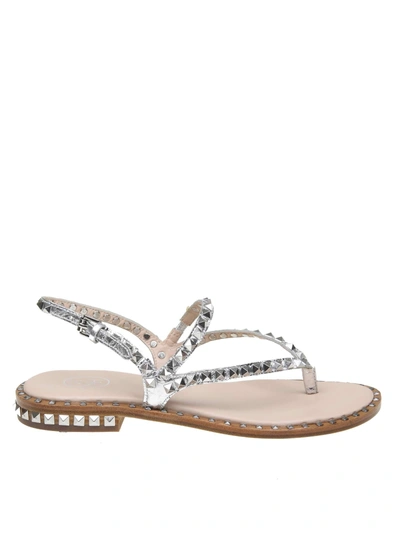 Shop Ash Silver Leather Peps Sandals In Silver Leather