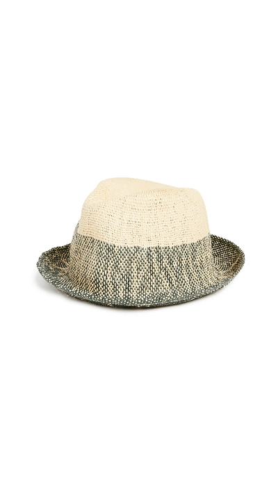 Shop Paul Smith Two Tone Straw Trilby Hat In Green Multi