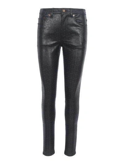 Shop Saint Laurent Skinny Denim Pants In Black