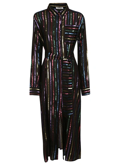 Shop Attico Striped Dress In Black/multicolor