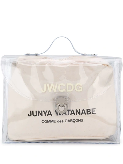Shop Junya Watanabe Logo Print Messenger Bag - White