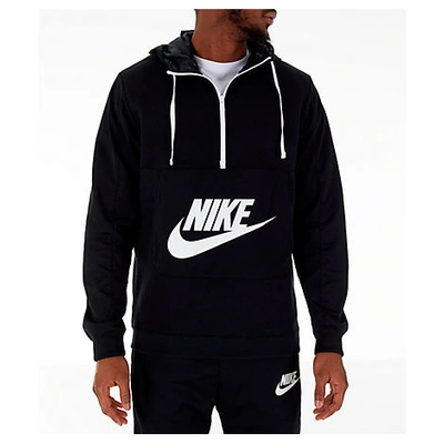 Shop Nike Men's Sportswear Hybrid Half-zip Hoodie In Black Size Large Cotton/100% Polyester