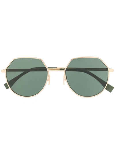 Shop Fendi Eyewear Geometric Sunglasses - Gold