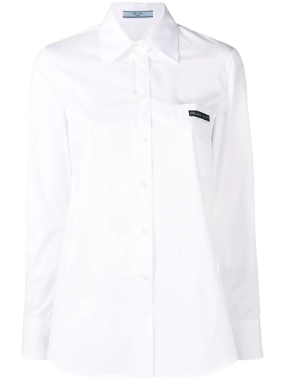 Shop Prada Cotton Poplin Shirt - Weiss In White