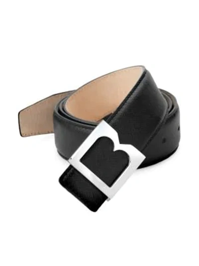 Shop Bruno Magli Textured Leather Belt In Black