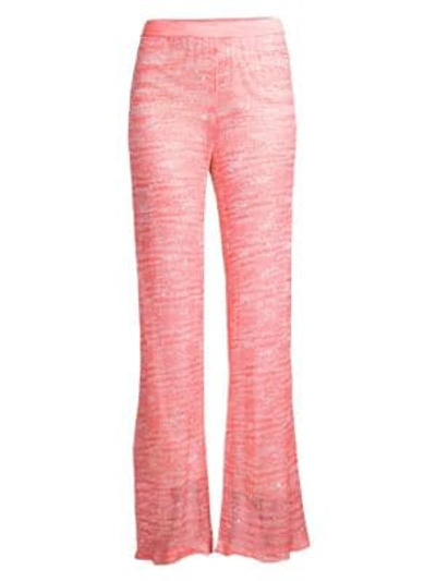 Shop Missoni Striped Knit Straight-leg Pants In Pink