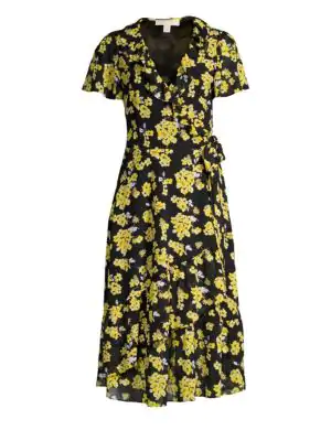 michael kors yellow and black dress