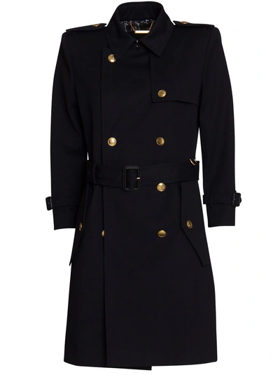 Shop Givenchy Cotton Trench In Blu Navy