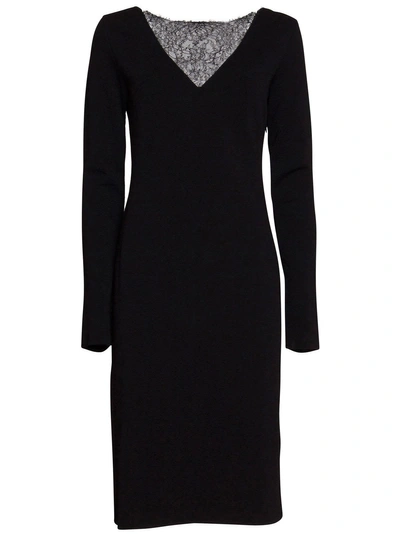 Shop Givenchy Midi Dress With Lace Detail In Black In Nero