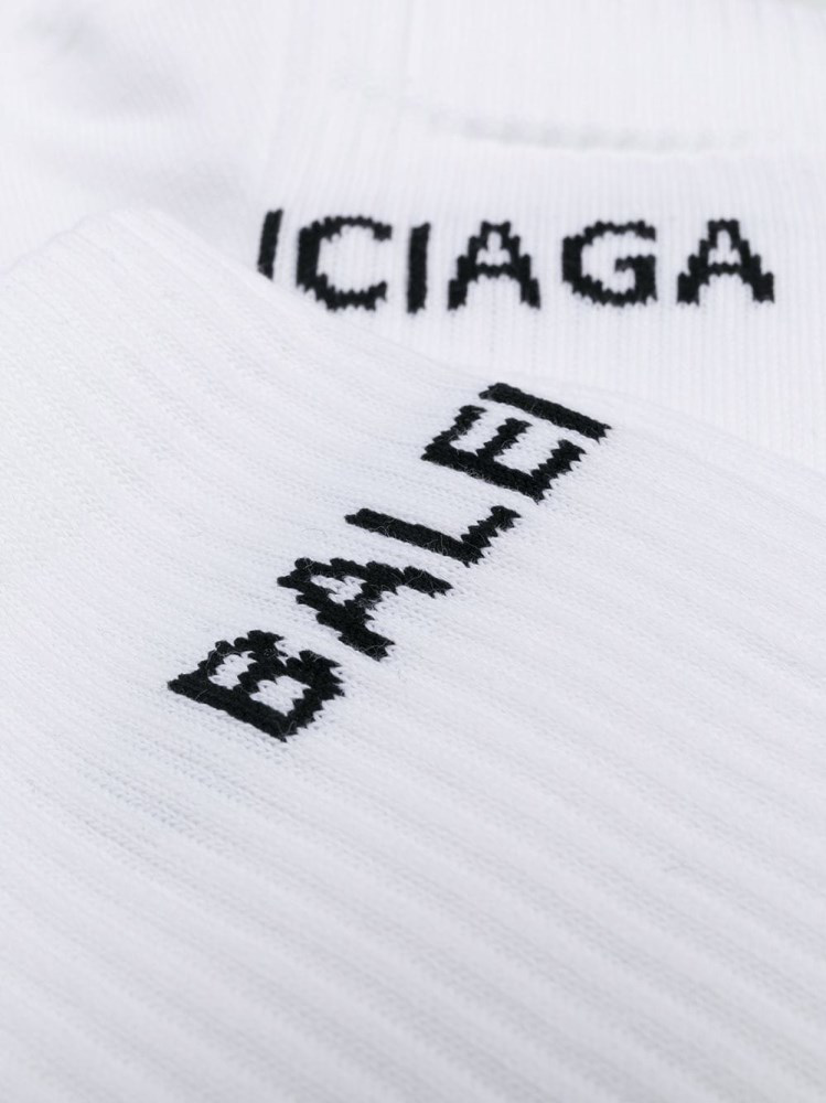 Balenciaga Logo针织袜 In White | ModeSens