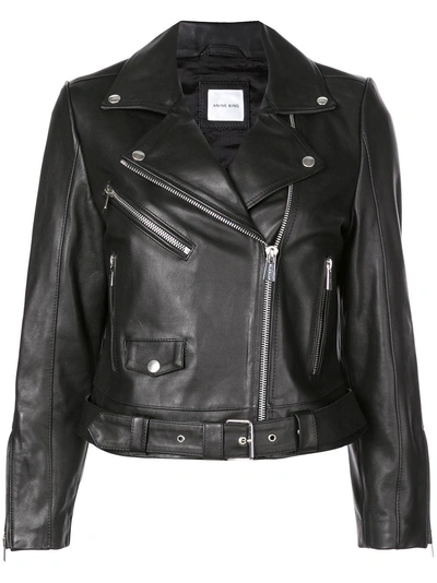 Shop Anine Bing Jett Biker Jacket In Black