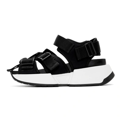 Shop Mm6 Maison Margiela Black Safety Strap Platform Sandals In T8013 Black